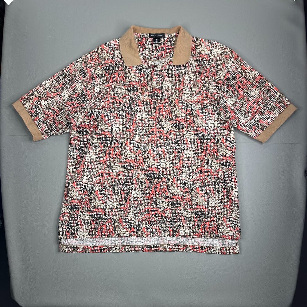 Vintage Nike Golf Polo Shirt Mens Large Orange Camo 90's Rare